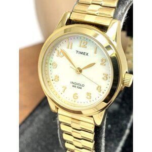 Timex Women's Watch T2M827 Gold Tone Stainless Steel Expansion Band Indiglo 25mm